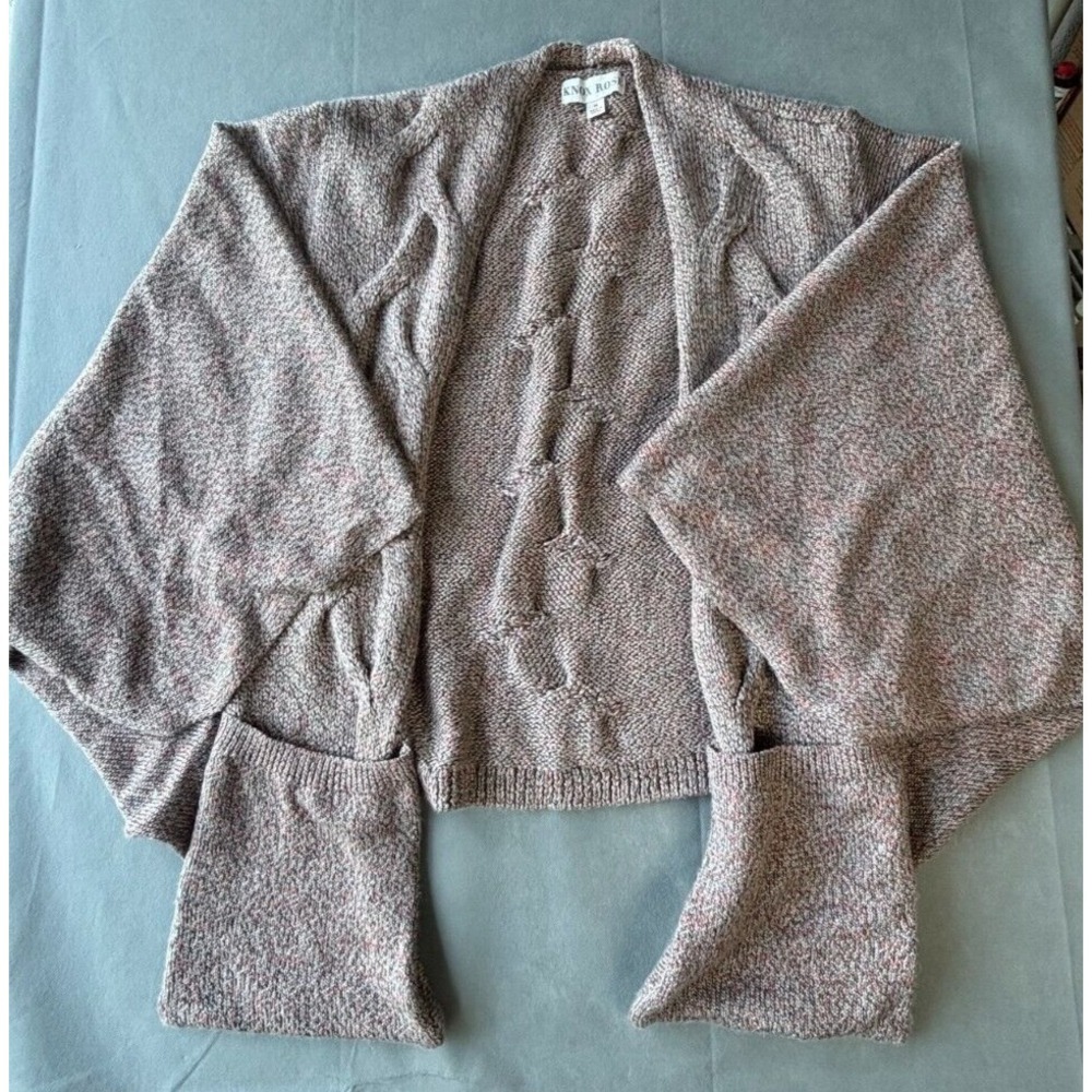 Knox Rose Cardigan Sweaters Women's Medium Beige Knit Pockets Front‎ Open